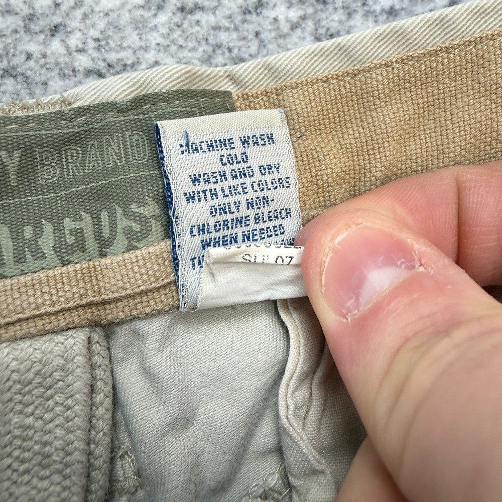 Y2K Old Navy Cargo Pants Men 33x34 (32x32) Beige Twill Distressed Straight Skate - Picture 11 of 15